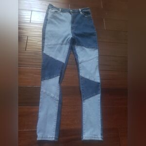 Two-Tone Patchwork Jeans